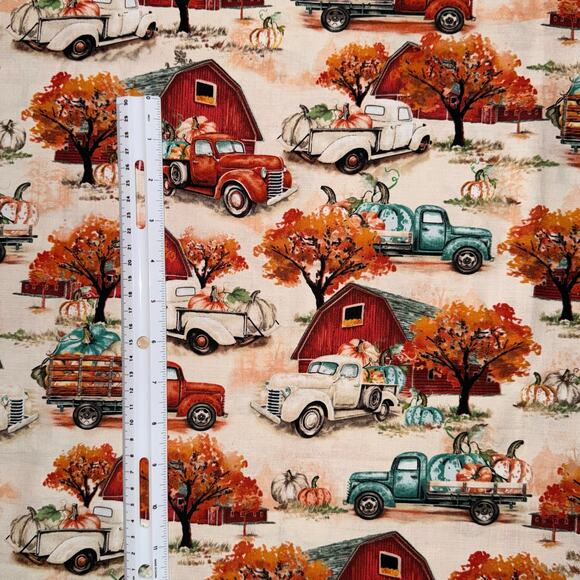 Brother Sister Design Studio - 1/2 Yard - Barn, Trucks, Pumpkins, Fall, Harvest - Picture 3 of 8